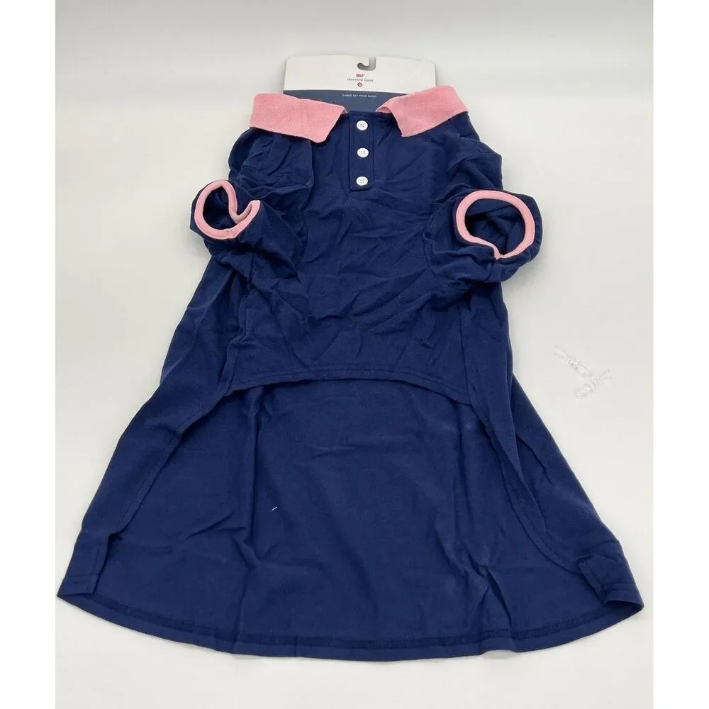 Vineyard Vines Target Navy/Pink Medium Dog Pet Shirt NEW